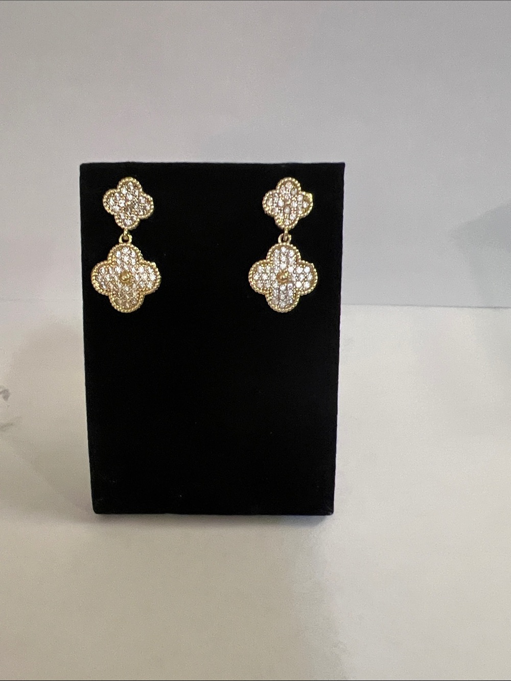 Sparkling Gold Clover Drop Earrings
